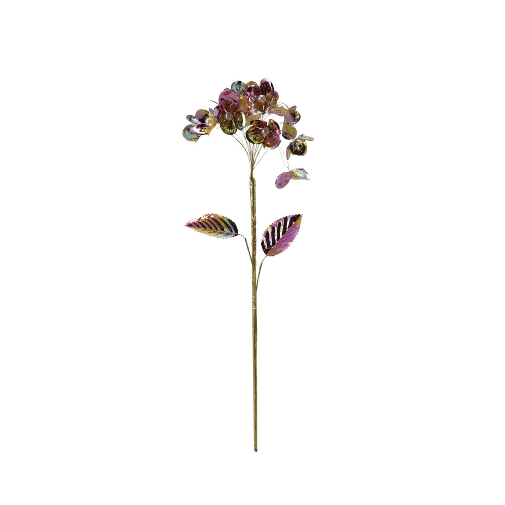 Decorative flower stem with multicolored flowers on a white background