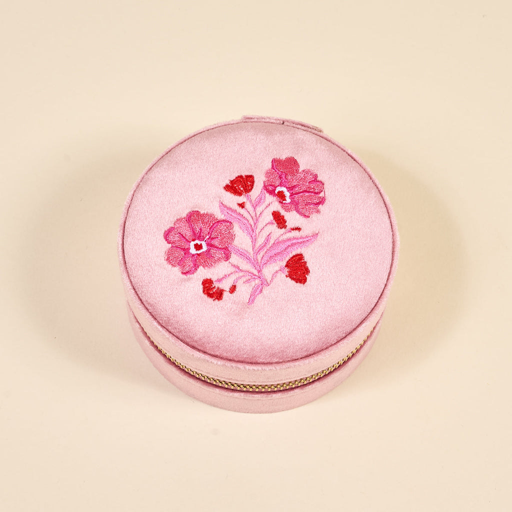 Poppin' Petals Round Velvet Jewelry Case - Freshie & Zero Studio Shop