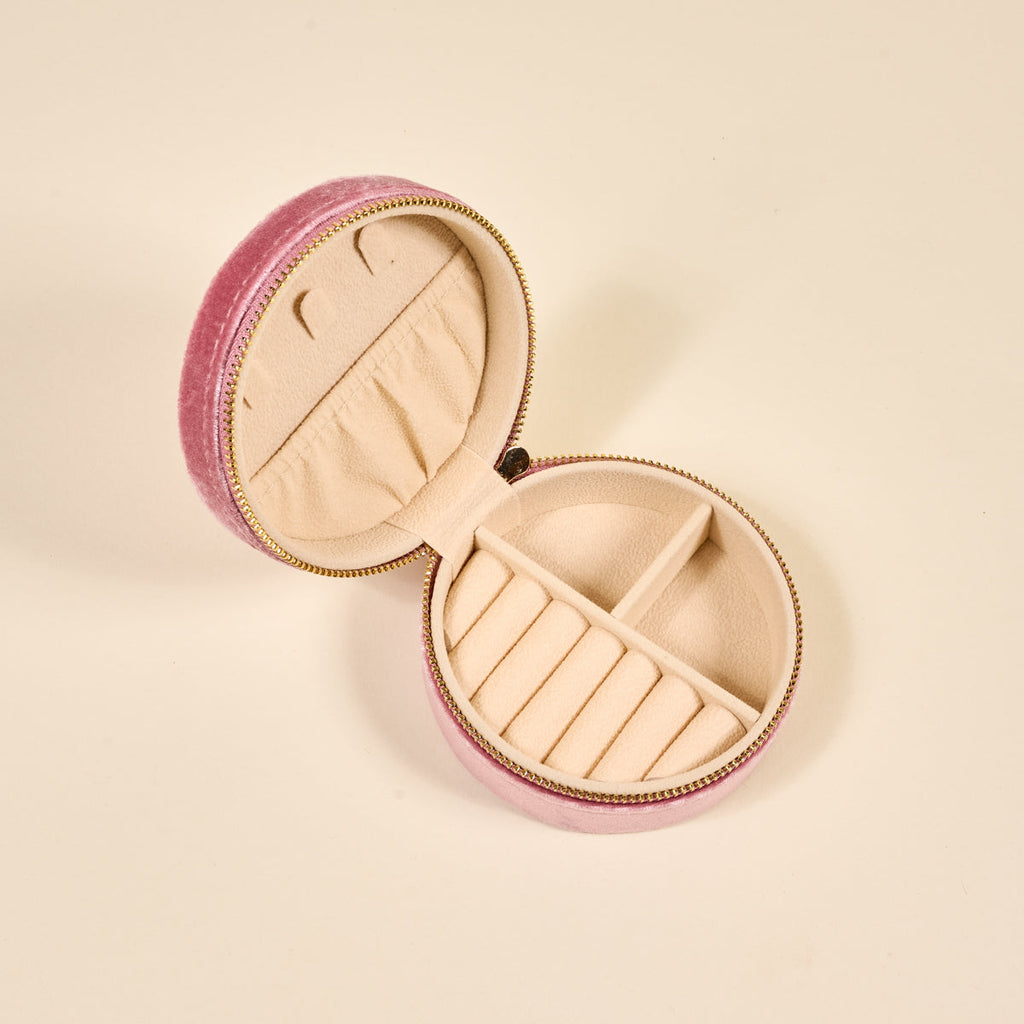 Poppin' Petals Round Velvet Jewelry Case - Freshie & Zero Studio Shop