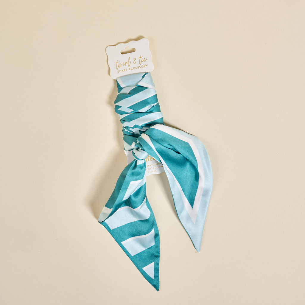 Twist & Tie Scarf - Teal Stripes - Freshie & Zero Studio Shop