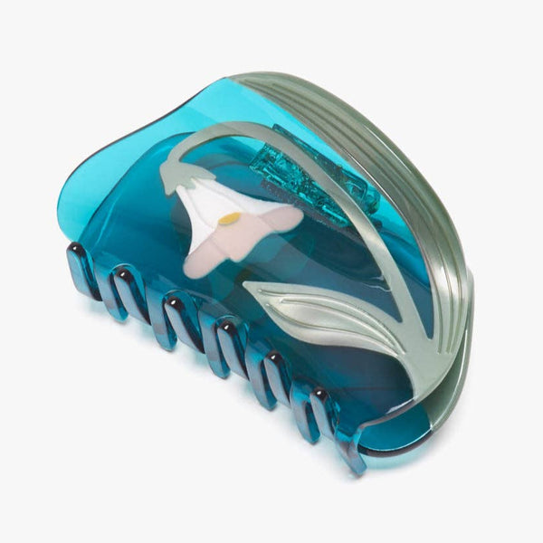Alba White Vine Flower Teal Hair Claw - Freshie & Zero Studio Shop