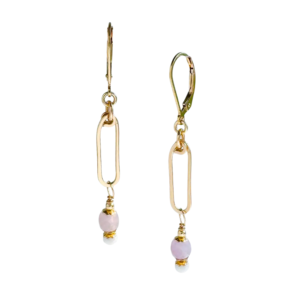Gold Argan Drop Earrings - lilac + cream - Freshie & Zero Studio Shop