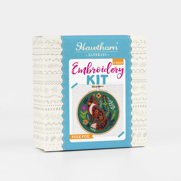 Folk Fox Mini Embroidery Kit | Complete Craft Kit - Freshie & Zero Studio Shop
