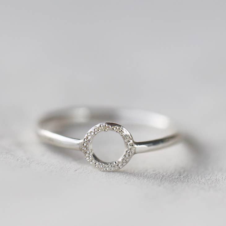 Diamond Dusted Open Circle Silver Ring - Freshie & Zero Studio Shop