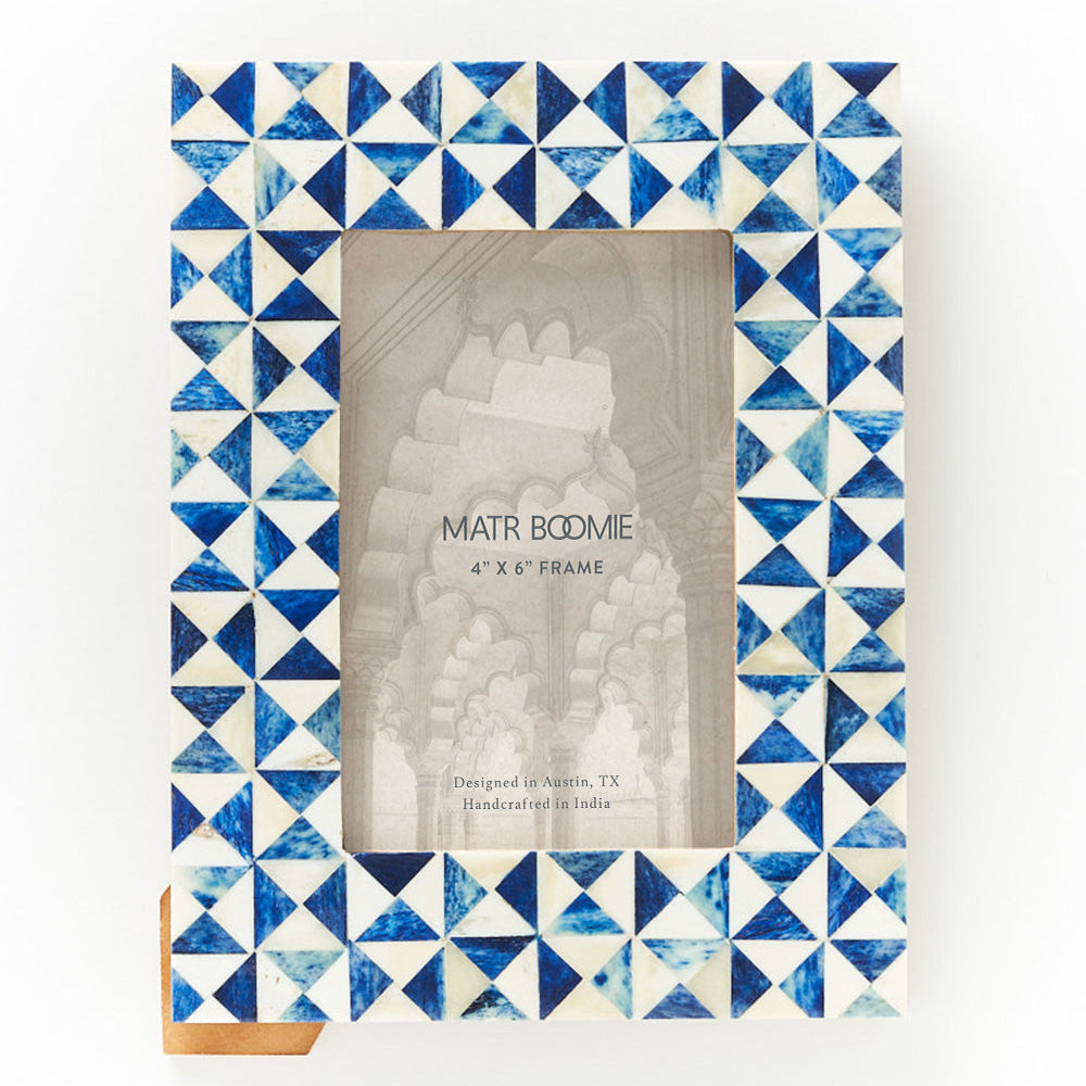 Varuna Cobalt Carved Bone Picture Frame - 4 x 6 - Freshie & Zero Studio Shop
