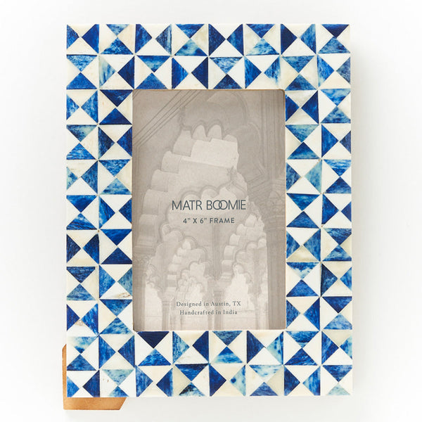 Varuna Cobalt Carved Bone Picture Frame - 4 x 6 - Freshie & Zero Studio Shop