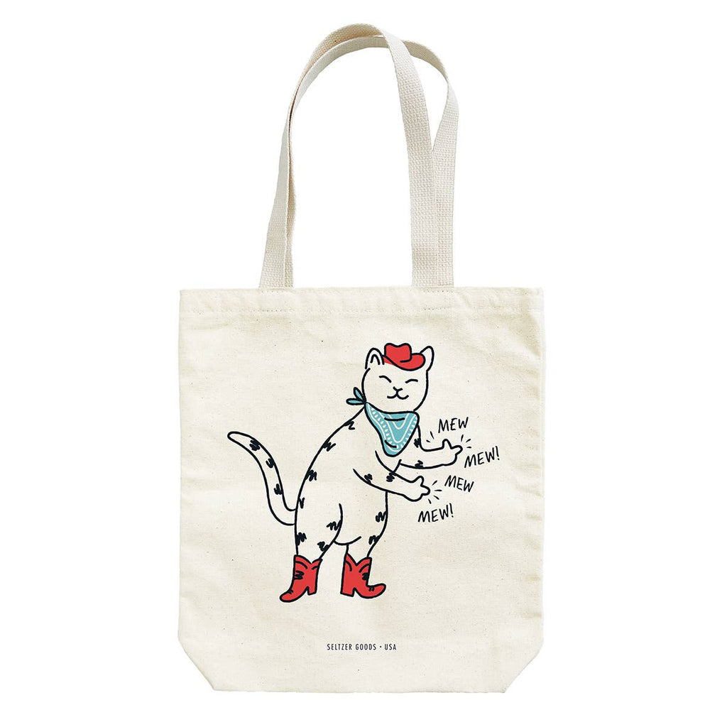 Cowboy Cat Mew! Mew! Canvas Tote Bag - Freshie & Zero Studio Shop