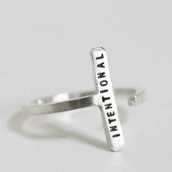Inspirational Single Bar Ring: INTENTIONAL - Freshie & Zero Studio Shop