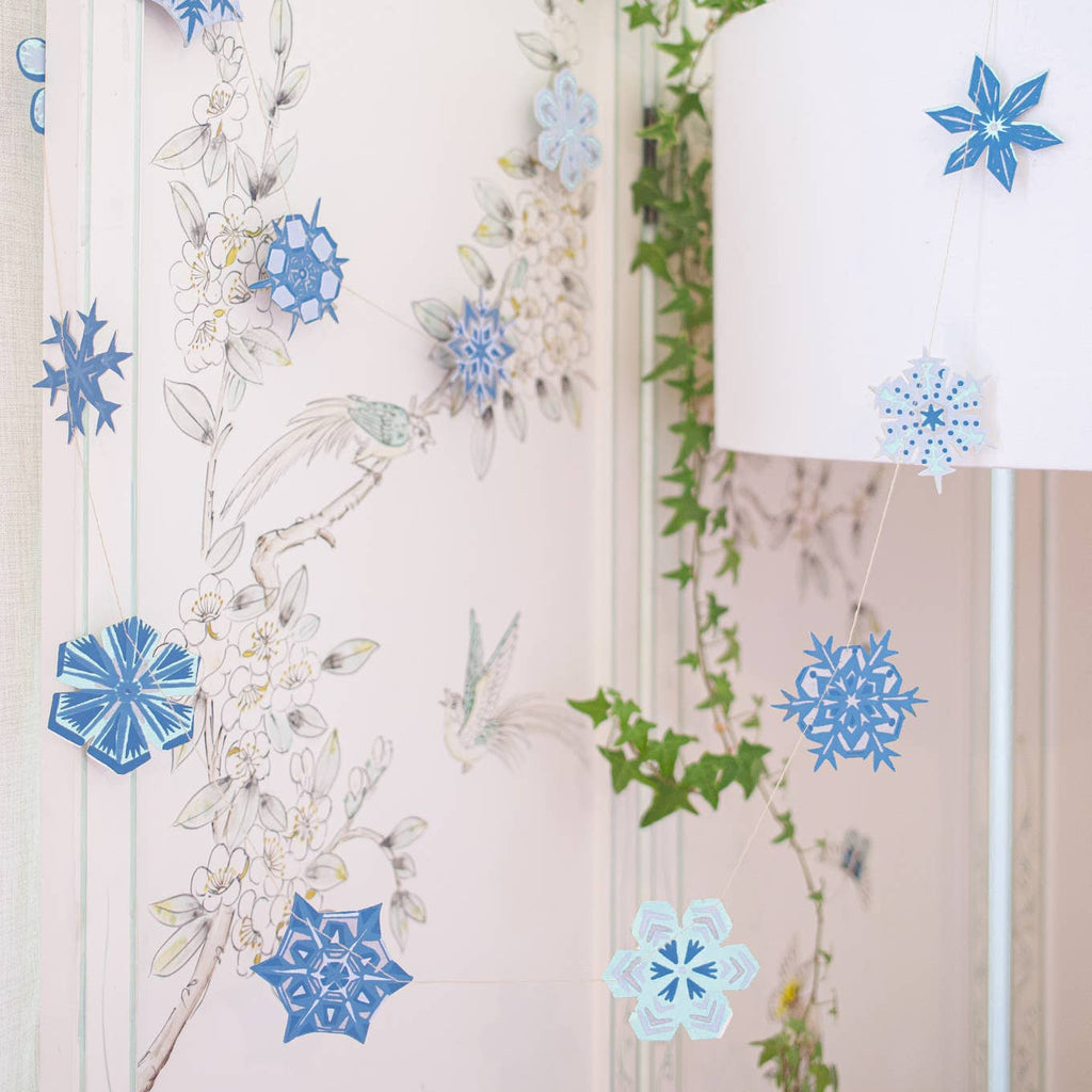Snowflakes Screen Printed Paper Garland by East End Press - Freshie & Zero Studio Shop