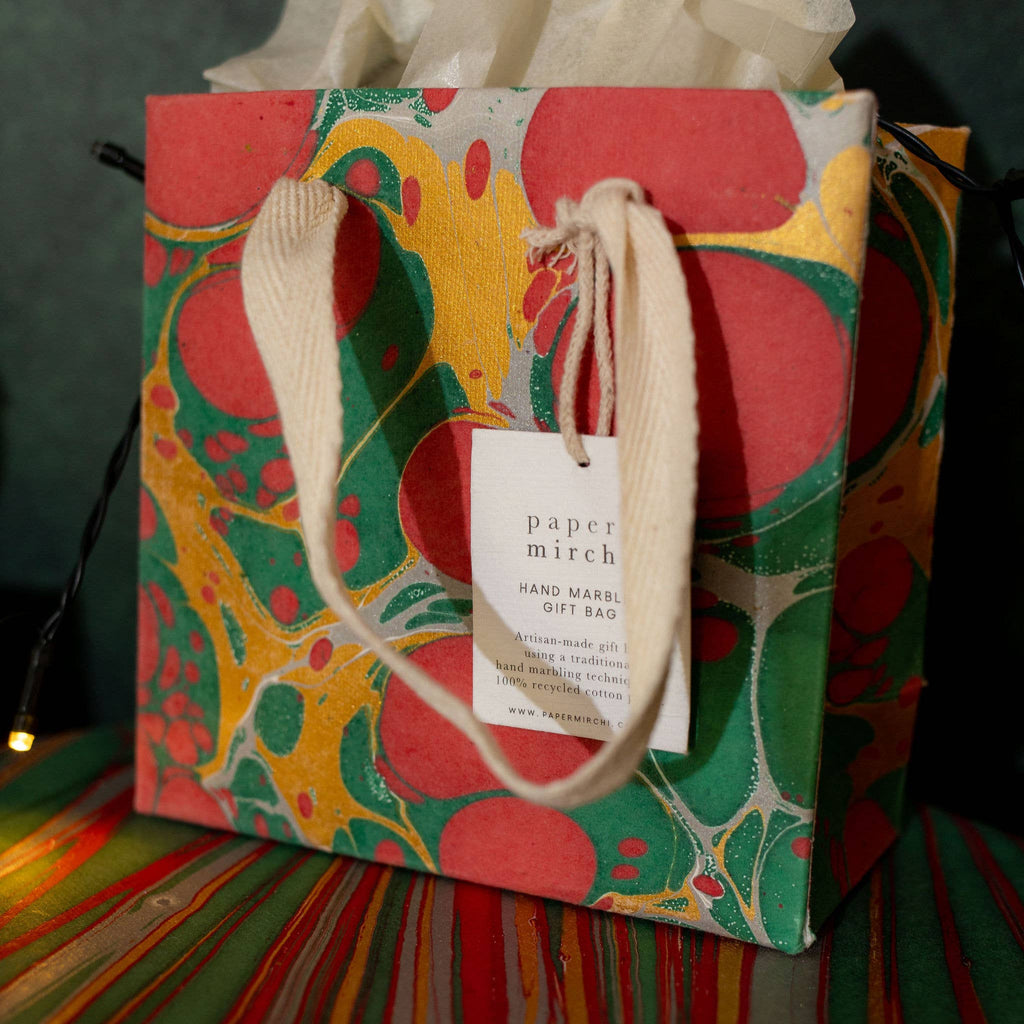 Small Hand Marbled Gift Bags - Christmas Glitz - Freshie & Zero Studio Shop