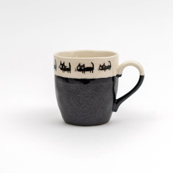Stoneware Silly Cat Mug | Black and Beige - Freshie & Zero Studio Shop