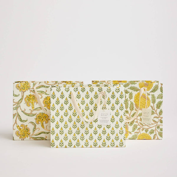 Sunshine Hand Block Printed Gift Bags - Medium - Freshie & Zero Studio Shop