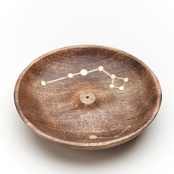 Jyotisha Celestial Round Wood & Brass Incense Holder - Freshie & Zero Studio Shop