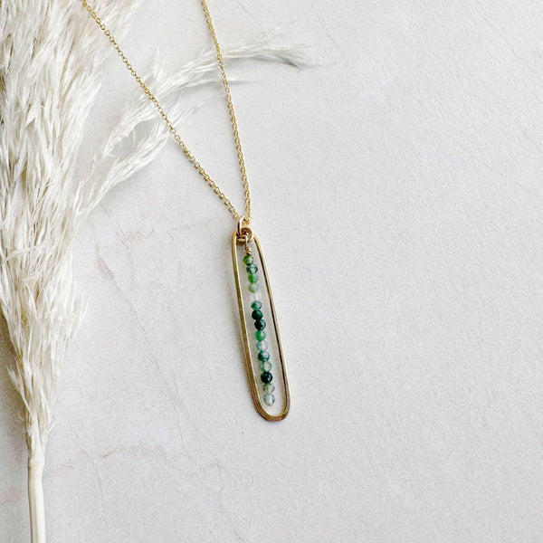 lyric necklace with green moss agate - Freshie & Zero Studio Shop