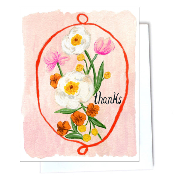 Oval Flower Thank You Card - Freshie & Zero Studio Shop