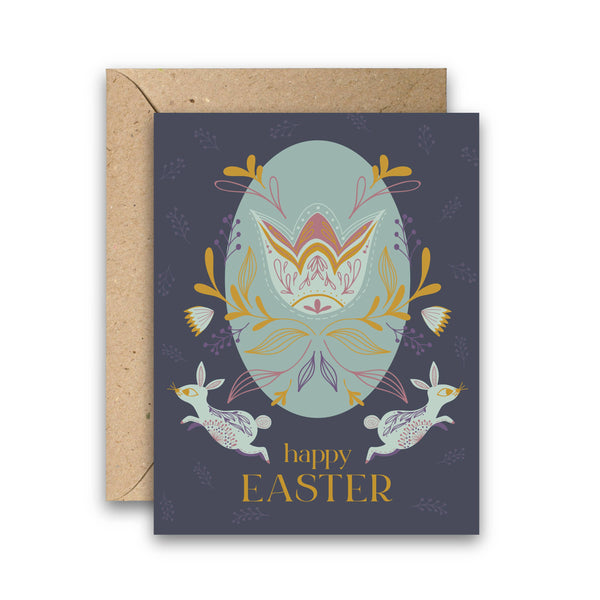 Easter Bunnies & Tulips – Spring Floral Greeting Card - Freshie & Zero Studio Shop