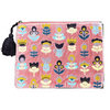 Tulips on Pink Velvet Embroidered Cotton Pouch - Freshie & Zero Studio Shop