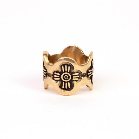 Gladys Brass Bandana Slide Ring by Handker Bandanas, a stylish brass accessory with a bandana-inspired design for versatile fashion.