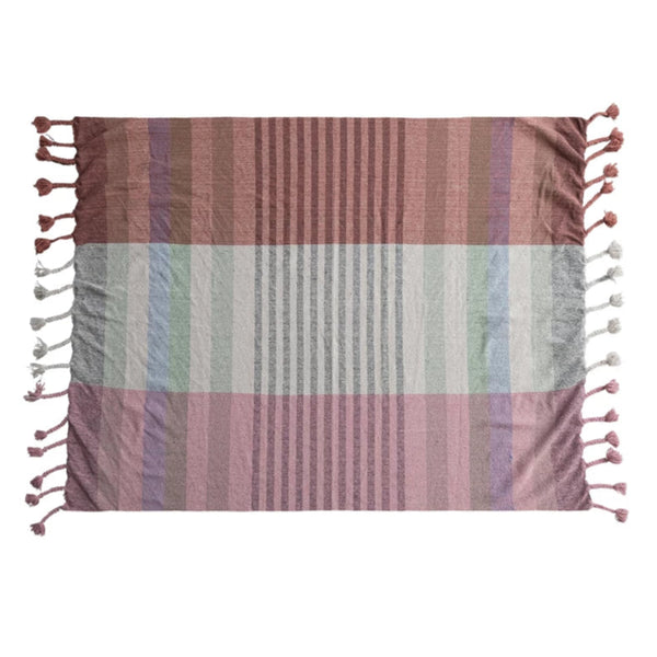 Woven Muted Stripe Throw Blanket With Tassels - Freshie & Zero Studio Shop