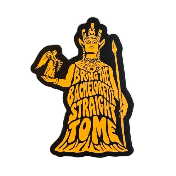 Nashville Athena Statue Funny Bachelorette Vinyl Sticker by Sketch Comfort, featuring a humorous Athena design on a clear adhesive sticker.