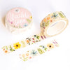 Colorful floral washi tape by Wild Pencil Studio, featuring vibrant floral patterns on a beige background for decorative crafts.