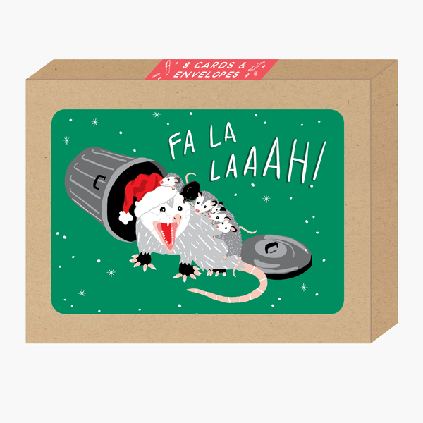 Boxed Fa La Possum Holiday Cards - Set of 8 - Freshie & Zero Studio Shop