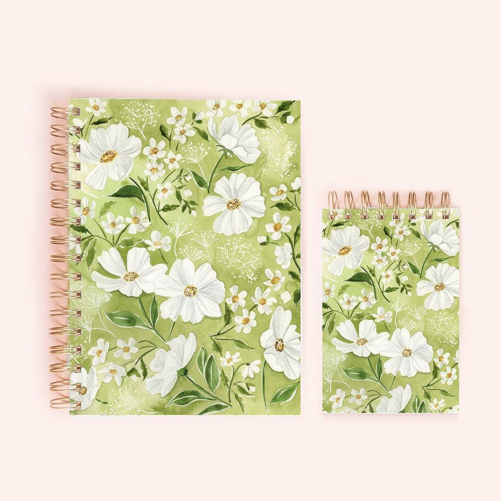 Medium Spiral Notebook: Green Florals - Freshie & Zero Studio Shop