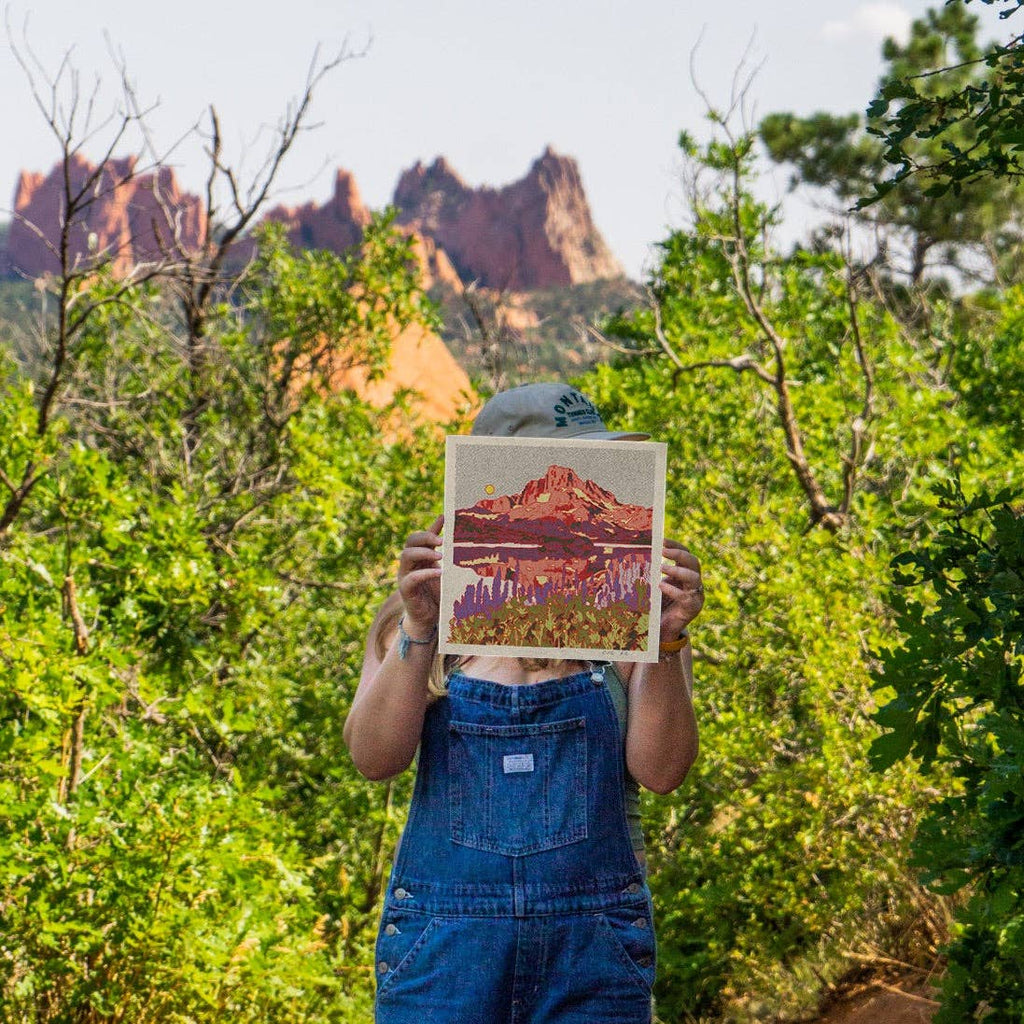 Caroline Clark Banner Peak art print featuring a scenic mountain landscape in muted tones