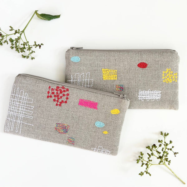 Patches Embroidered Linen Pouch - Freshie & Zero Studio Shop