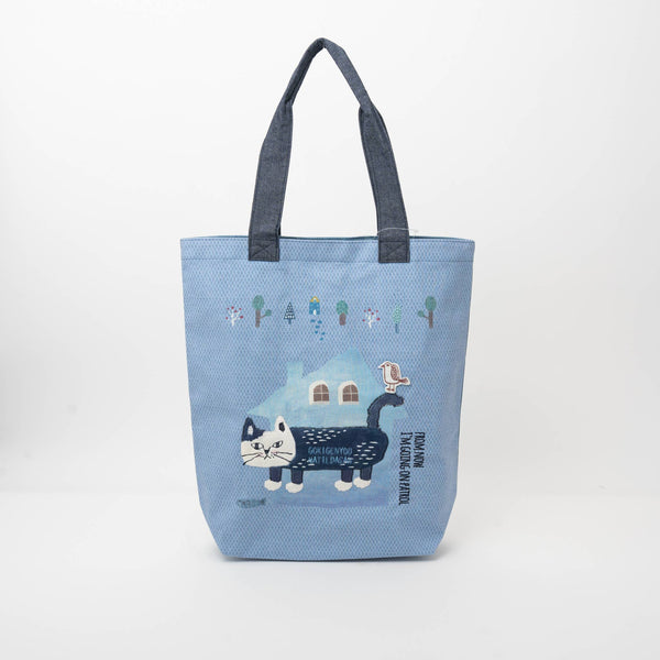 Cat Patrol Embroidered Tote Bag – Blue | Kusuguru Japan - Freshie & Zero Studio Shop