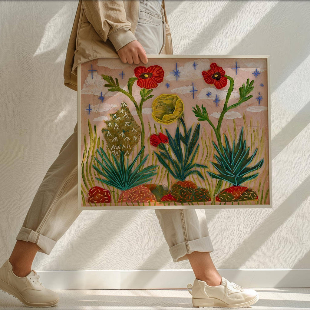 California Poppy art print by El Baker Art, 11x14 poster featuring vibrant poppy floral artwork on high-quality paper.