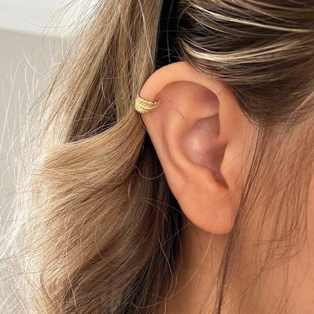 Tiny Gold Feather Ear Cuff - Freshie & Zero Studio Shop