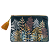 Velvet Leaf Garden Teal Embroidered Cotton Pouch - Freshie & Zero Studio Shop