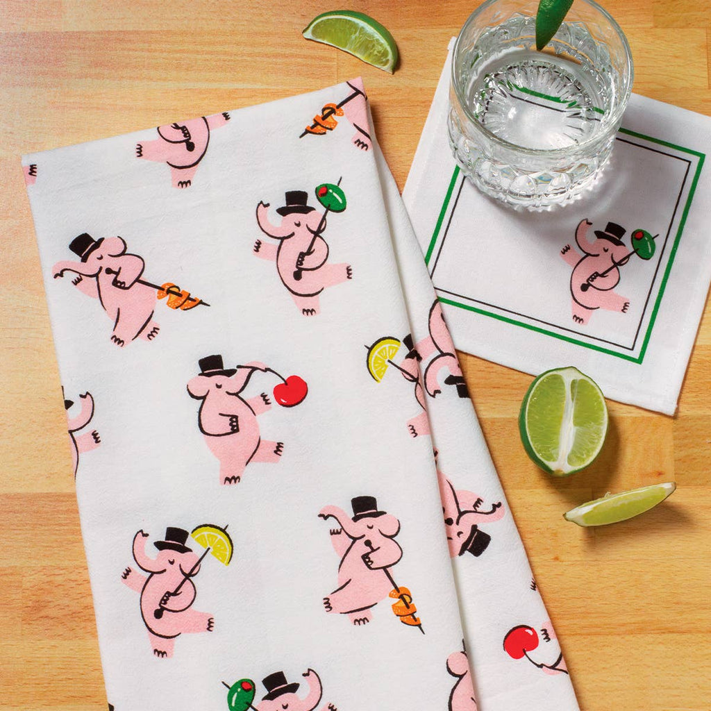 Pink Elephants Cocktail Napkin Set of 4 - Freshie & Zero Studio Shop