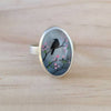 Cherry Blossom Bird Sterling Silver Hand Painted Ring by Fernworks - Freshie & Zero Studio Shop