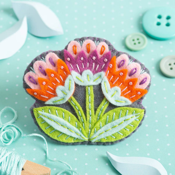 Marianne Flower Felt Craft Brooch Kit | Complete Craft Kit - Freshie & Zero Studio Shop