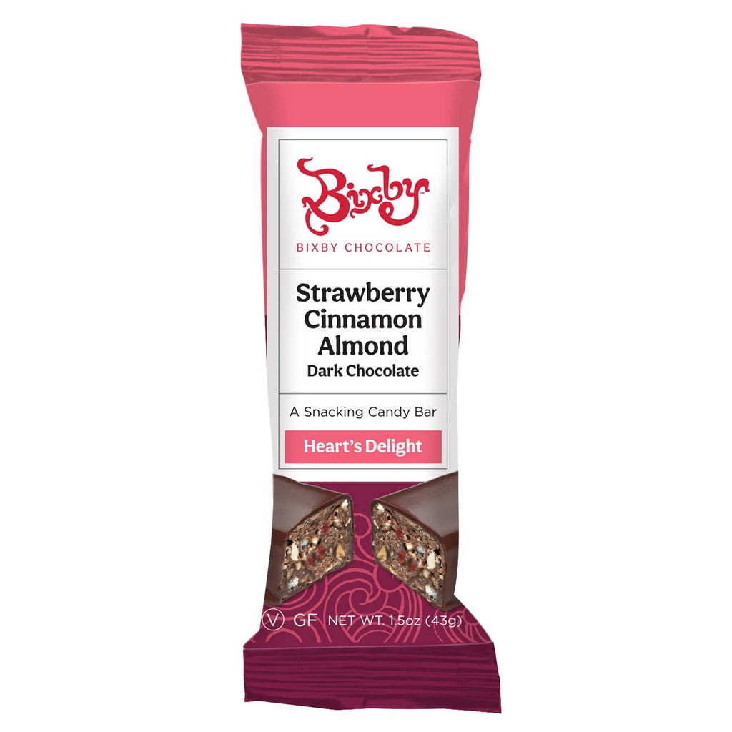 Strawberry Almond Dark Chocolate Heart's Delight Bixby Bar - Freshie & Zero Studio Shop