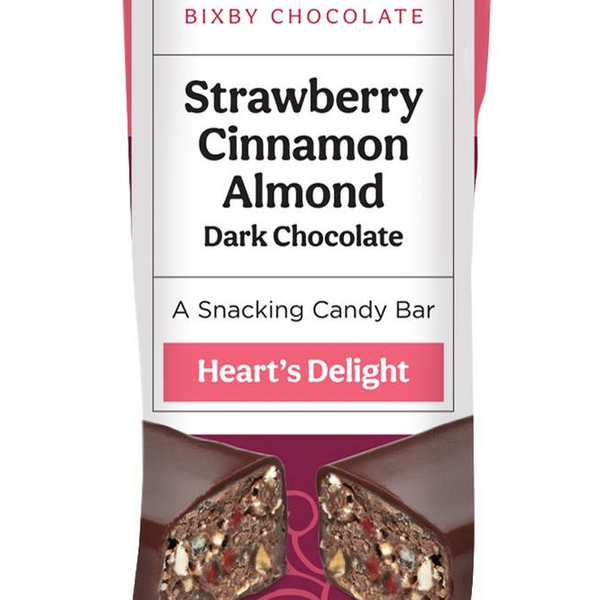 Strawberry Almond Dark Chocolate Heart's Delight Bixby Bar - Freshie & Zero Studio Shop