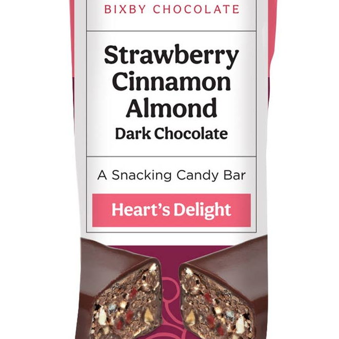 Strawberry Almond Dark Chocolate Heart's Delight Bixby Bar - Freshie & Zero Studio Shop