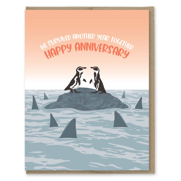 Modern Printed Matter Survived Another Year Anniversary Card with cheerful design and celebratory message for special occasions