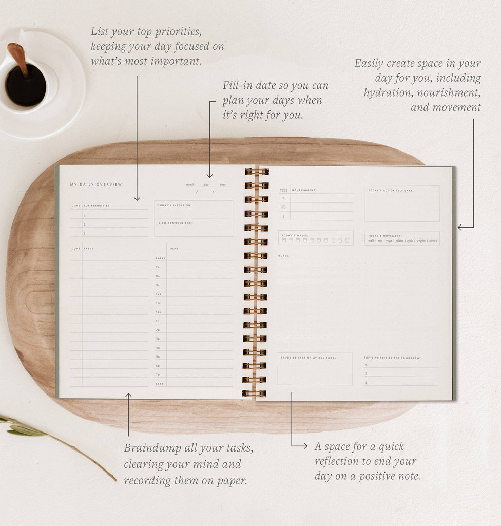 Daily Overview Planner | Assorted Colors // Undated: Steel Blue - Freshie & Zero Studio Shop
