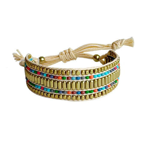 Powder Design beaded bracelet with wide beaded design featuring colorful round beads on a flexible band.