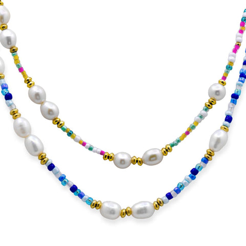 Beads of Paradise necklace by Stia Couture featuring colorful beaded design on a stylish jewelry piece.