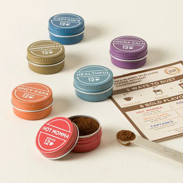 Vashon Island Coffee Dust individual mini-tins, 12 servings gourmet coffee topping set