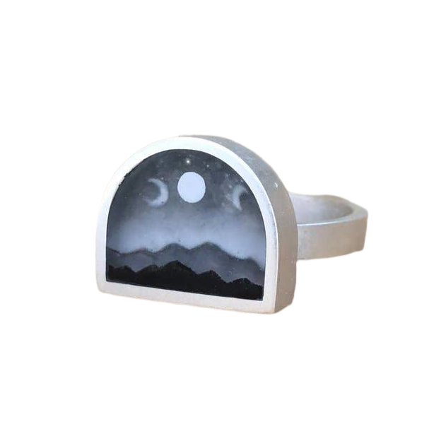 Hand Painted Moons Ring by Fernworks - Freshie & Zero Studio Shop