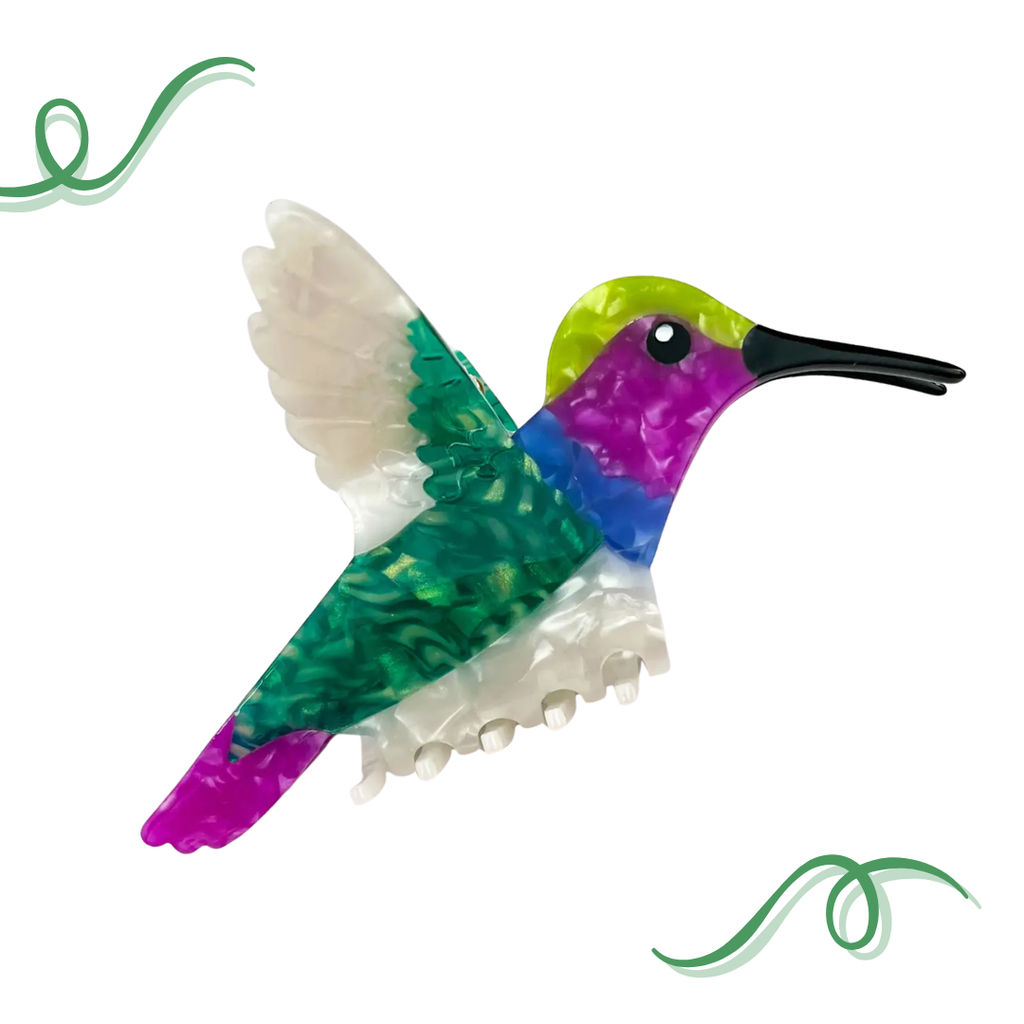Hummingbird Hair Claw Clip, Elegant Acetate Bird Hair Clip: Hummingbird-Green - Freshie & Zero Studio Shop