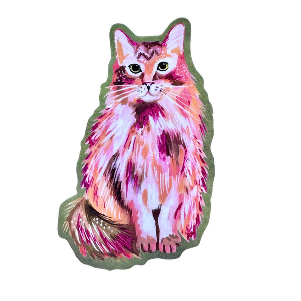 Pink glitter kitty sticker by Katie Daisy featuring a cute, sparkly feline design on a decorative sticker sheet.