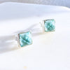 Square Sterling Silver Stone Stud Earrings: Blue Topaz - Freshie & Zero Studio Shop