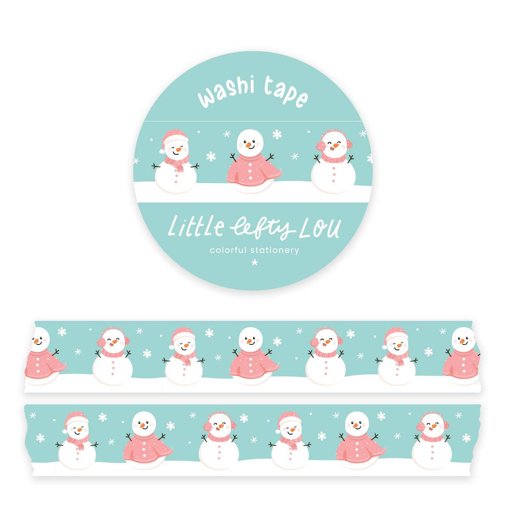 Pink Snowman Winter Washi Tape - Freshie & Zero Studio Shop