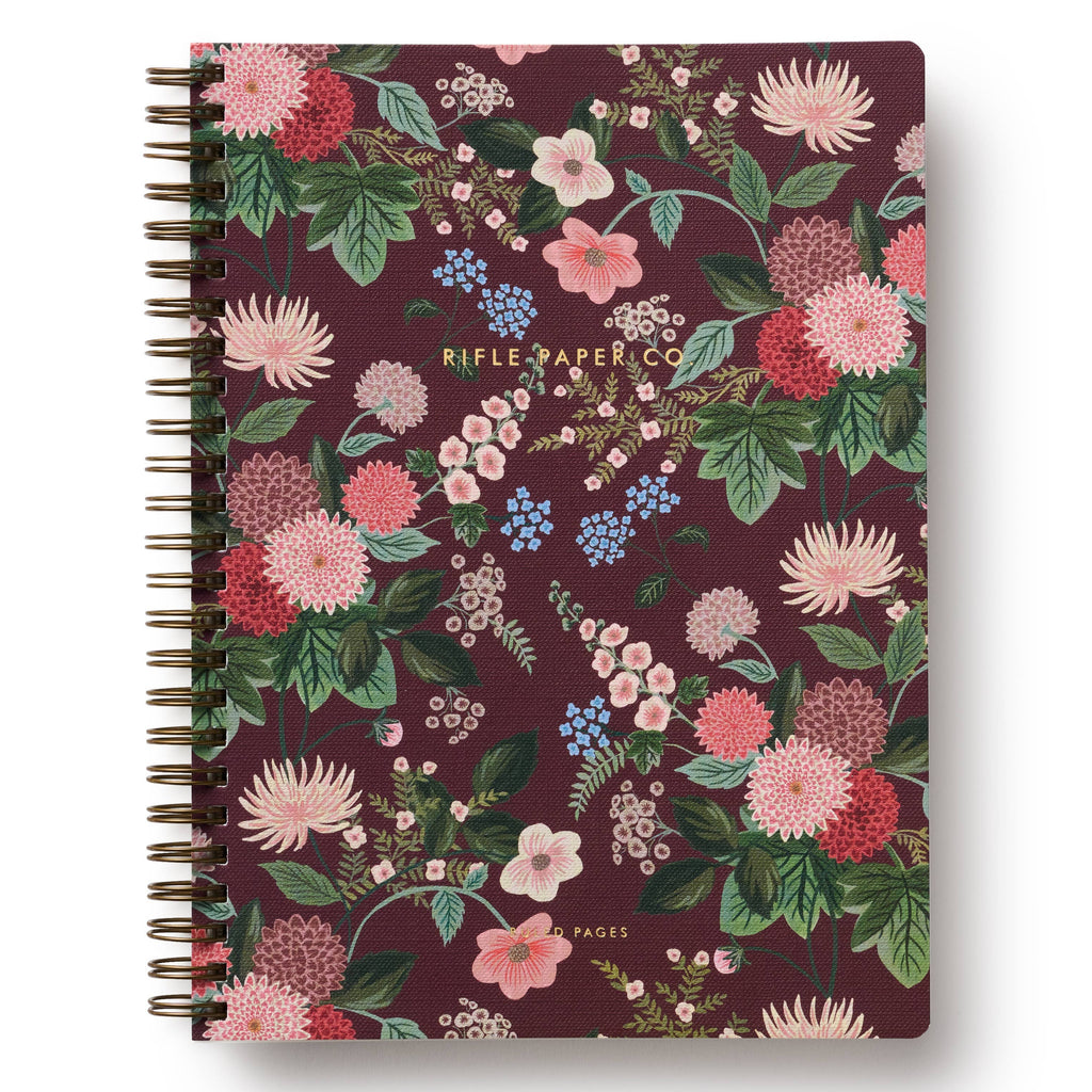 Dahlia Maroon Spiral Notebook by Rifle Paper Co - Freshie & Zero Studio Shop
